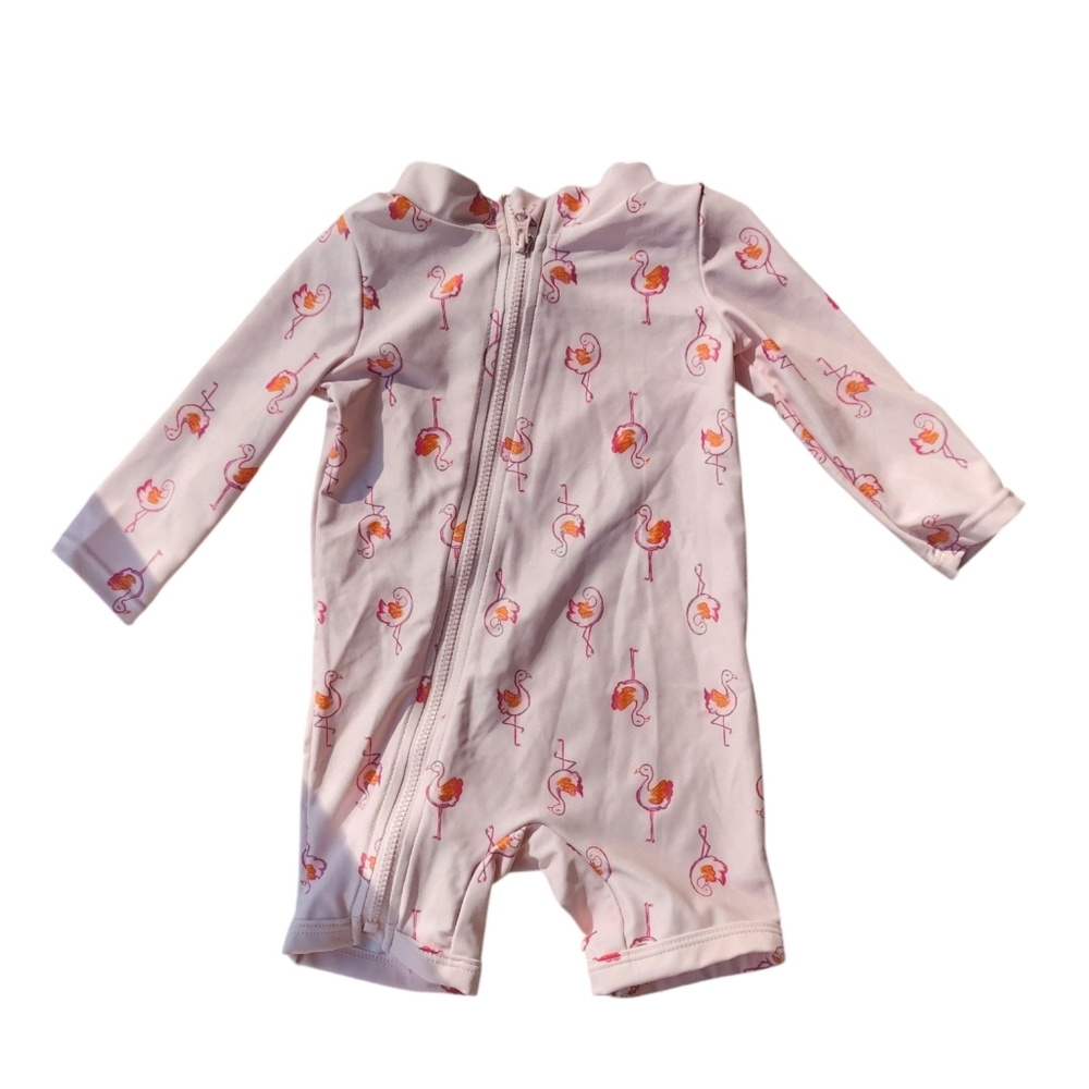 ✅4/25$✅ Carter's 6 Months pink flamingo‎ swimwear swimsuit onesie